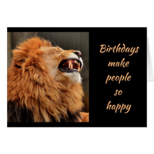 Birthdays Old Age Laughing Lion Funny Animal