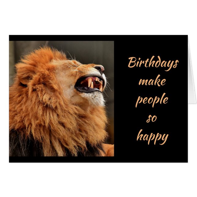 Birthdays Old Age Laughing Lion Funny Animal (Front Horizontal)
