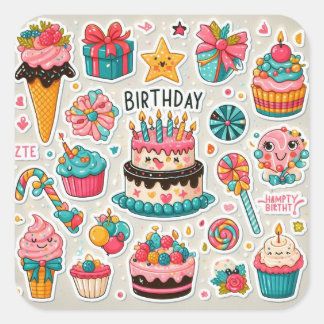 #BirthdayStickers#BirthdayCelebration#PartySticker Square Sticker
