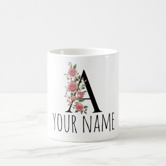 BirthFlower Monogram Letter Name Mug
