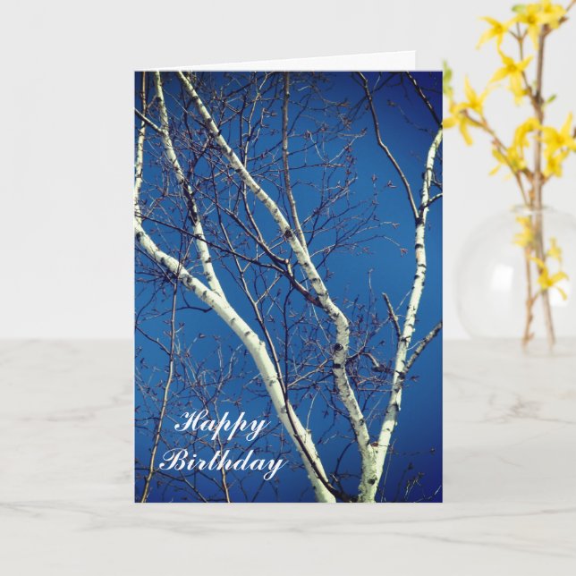 Birthier Blanc Sky Nature Carte Anniversaire (Fleur jaune)