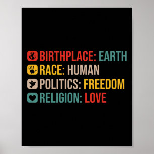 Birthplace Earth Race Human Politics Freedom Posit Poster