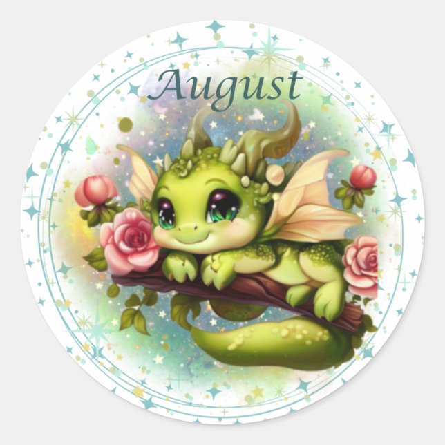 Birthstone August Peridot Dragon Sticker (Front)