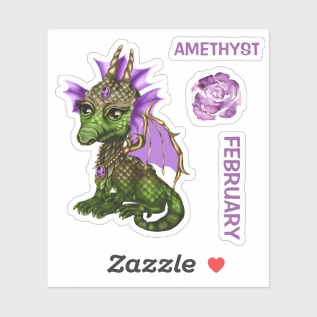 Birthstone Baby Dragon February Amethyst (Sheet)