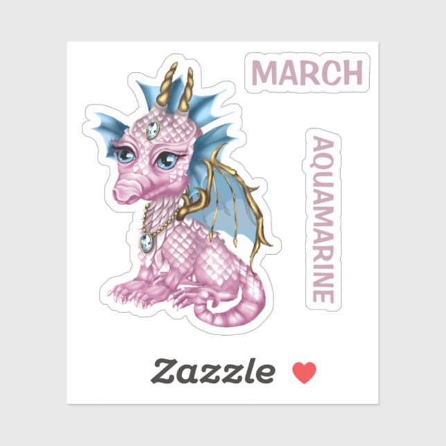 Birthstone Baby Dragon March Aquamarine (Sheet)