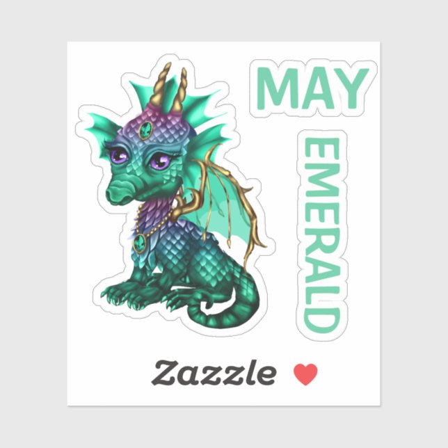 Birthstone Baby Dragon May Emerald (Sheet)