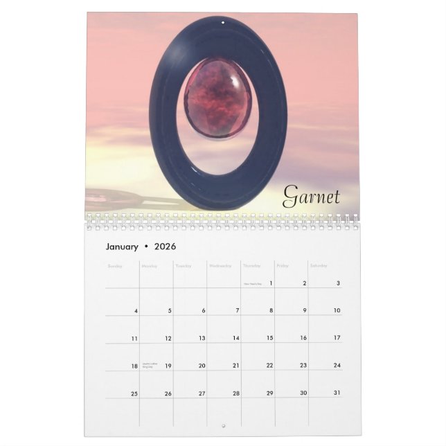Birthstone Calendar  2009 (updated) - Customized (Jan 2026)