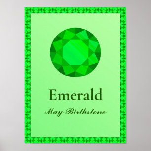 Birthstone Illustration for May - Emerald   Poster