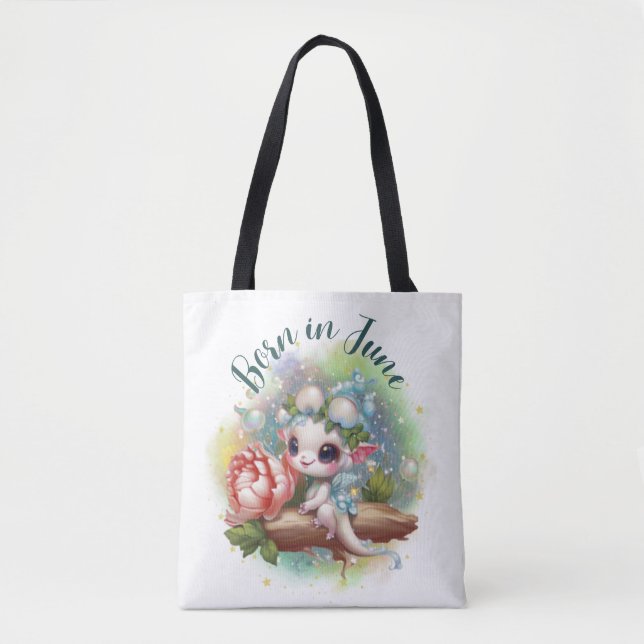 Birthstone June Pearl Dragon Tote Bag (Front)