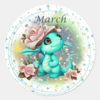 Birthstone March Aquamarine Dragon Sticker