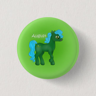 Birthstone Pony- August/Peridot 1 Inch Round Button