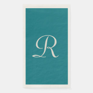 Biscay Bay Blue Trendy Monogrammed Minimalist Napkin