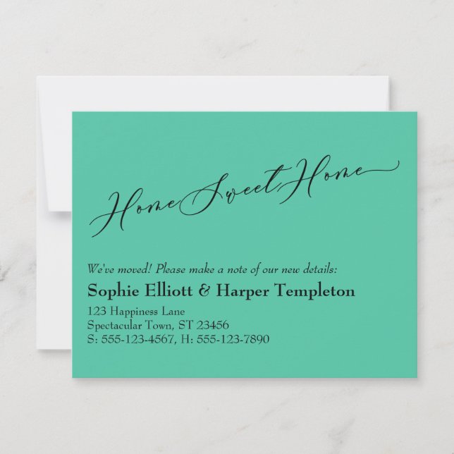 Biscay Green Home Sweet Home New Address Card (Front)