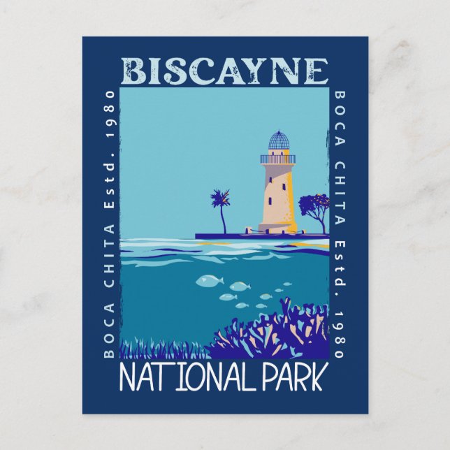 Biscayne National Park Boca Chita Key Distressed Postcard (Front)