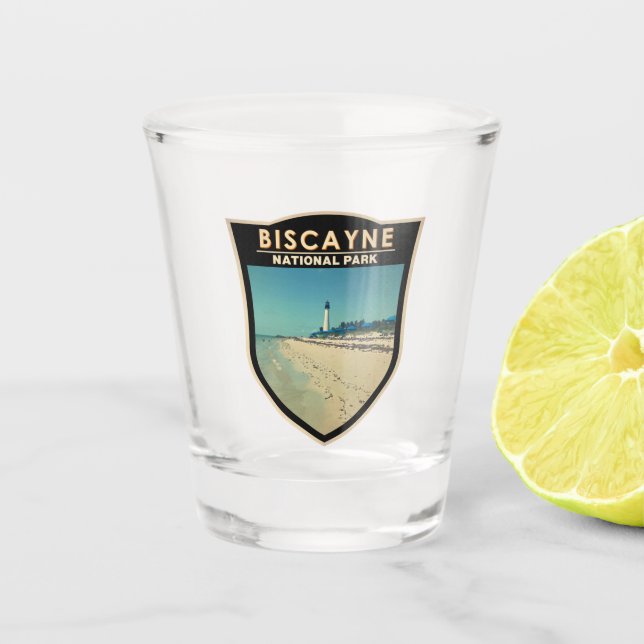 Biscayne National Park Florida Watercolor Shot Glass (Front)