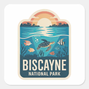 Biscayne National Park Marine Life Badge Square Sticker