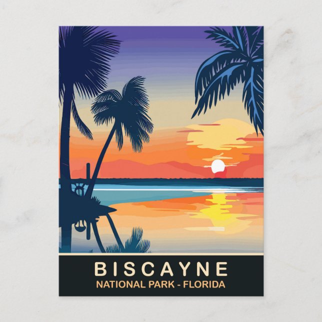 Biscayne, Summer Sunset at Florida, Travel Postcard (Front)