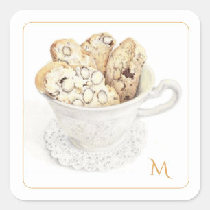 BISCOTTI 1.5" Square Stickers + Initial