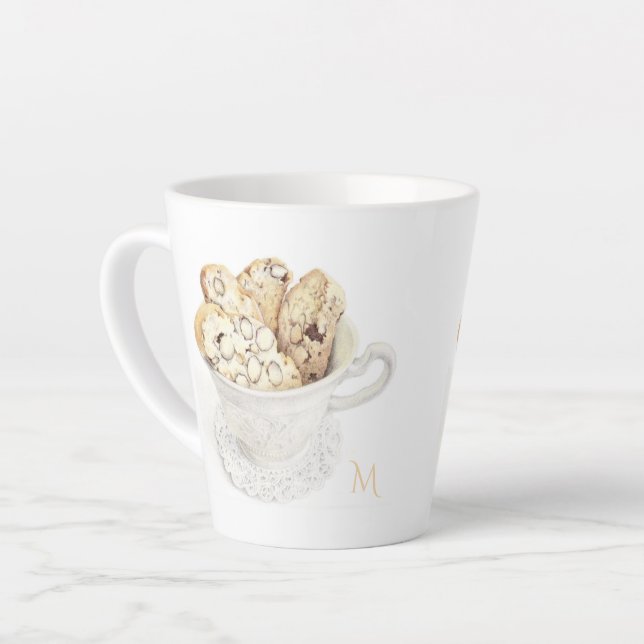BISCOTTI Latte Mug + Initial (Left Angle)