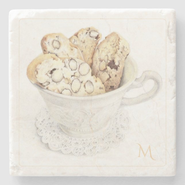 BISCOTTI Marble Stone Coaster + Initial (Front)