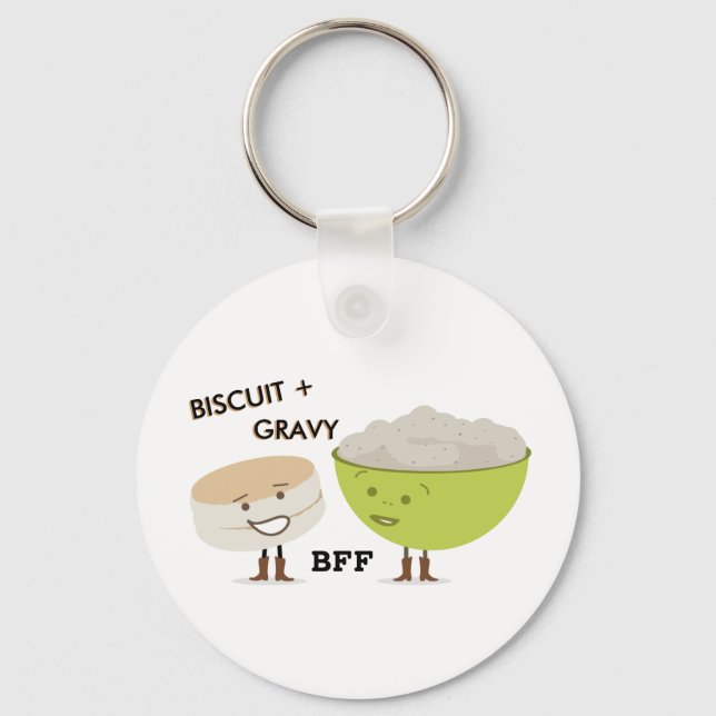 Biscuit & Gravy Best Friends Funny Keychain (Front)