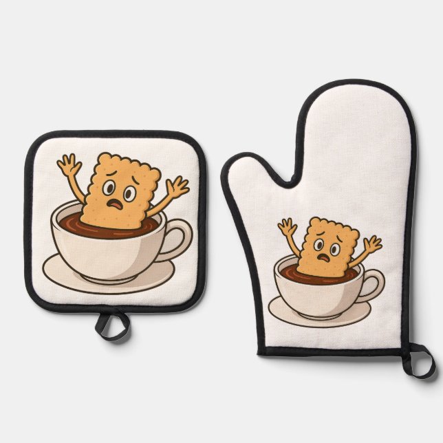Biscuit in Trouble Inside a Coffee Cup Oven Mitt & Pot Holder Set (Front)