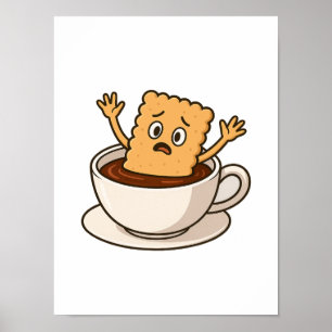 Biscuit in Trouble Inside a Coffee Cup Poster