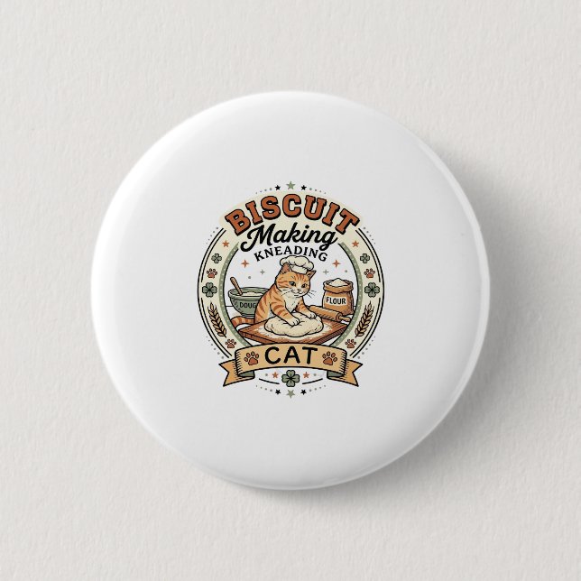 Biscuit Making Kneading Cat Biscuit Making Kneadin 2 Inch Round Button (Front)