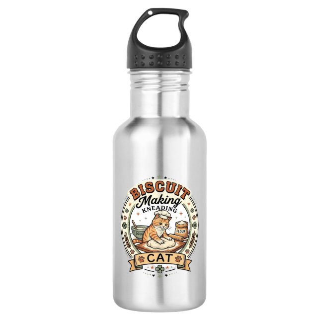 Biscuit Making Kneading Cat Biscuit Making Kneadin 532 Ml Water Bottle (Front)