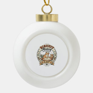 Biscuit Making Kneading Cat Biscuit Making Kneadin Ceramic Ball Christmas Ornament