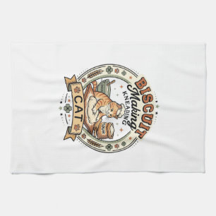 Biscuit Making Kneading Cat Biscuit Making Kneadin Kitchen Towel
