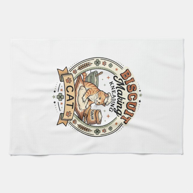 Biscuit Making Kneading Cat Biscuit Making Kneadin Kitchen Towel (Horizontal)