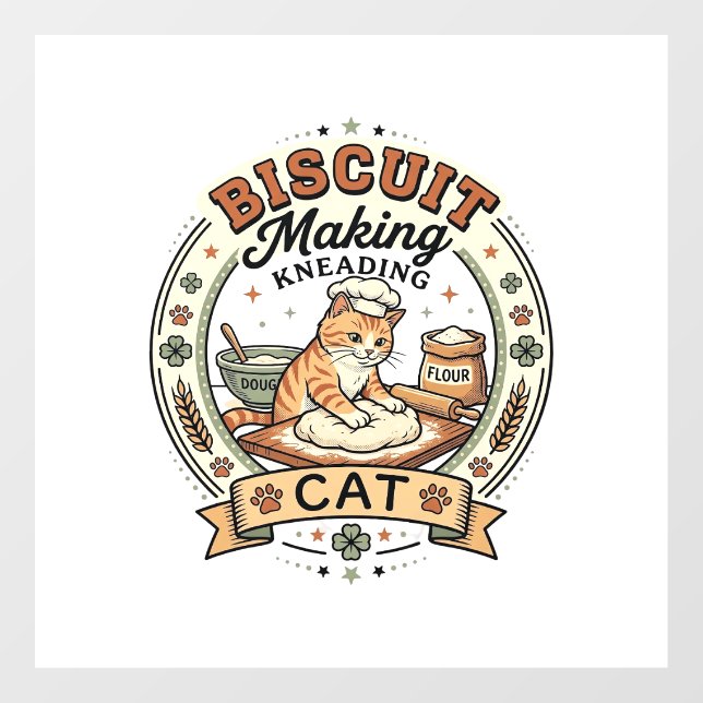 Biscuit Making Kneading Cat Biscuit Making Kneadin Window Cling (Sheet)