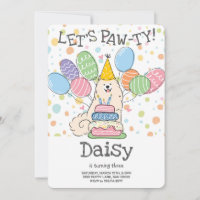 Biscuit Samoyed Chien Anniversaire Fête Invitation