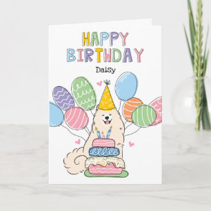 Biscuit Samoyed Chien Bonne Carte d'Anniversaire
