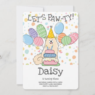 Biscuit Samoyed Dog Birthday Party Invitation