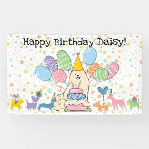 Biscuit White Samoyed Dog Birthday Party Banner