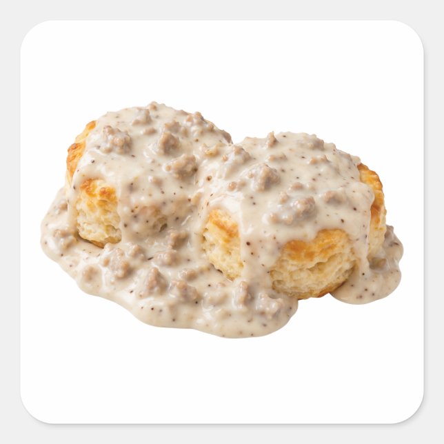 Biscuits and Gravy Breakfast Square Sticker (Front)