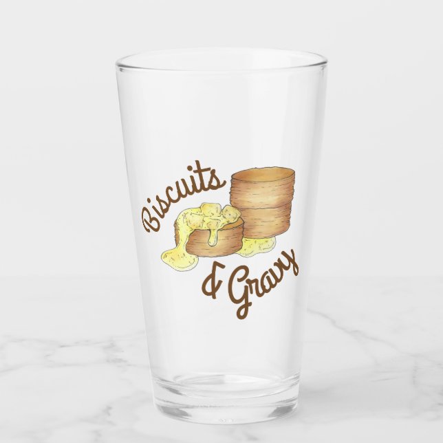 Biscuits and Gravy Southern Soul Food Cuisine Glass (Front)