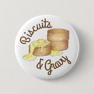 Biscuits and Sausage Gravy Southern Breakfast Food 2 Inch Round Button