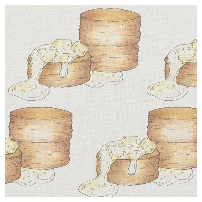Biscuits and Sausage Gravy Southern Breakfast Food Fabric (Close Up)