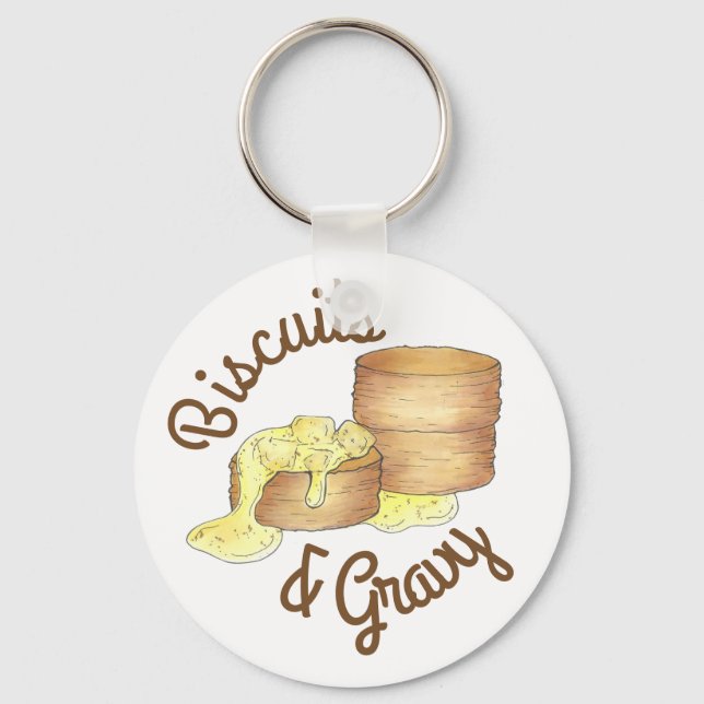 Biscuits and Sausage Gravy Southern Breakfast Food Keychain (Front)
