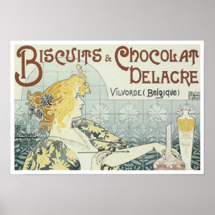 Biscuits & Chocolat Delacre Vintage Ad Poster