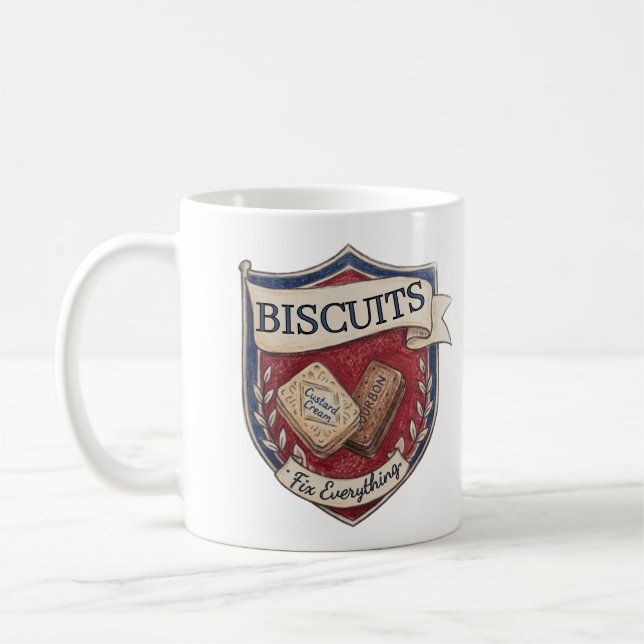 Biscuits Fix everything custard cream lover Coffee Mug (Left)