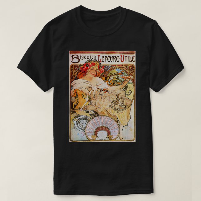 Biscuits Lefeure Utile Art Nouveau Alphonse Mucha  T-Shirt (Design Front)