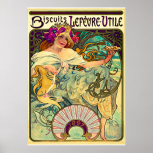 Biscuits Lefevre-Utile by Alphonse Mucha (1896) Poster