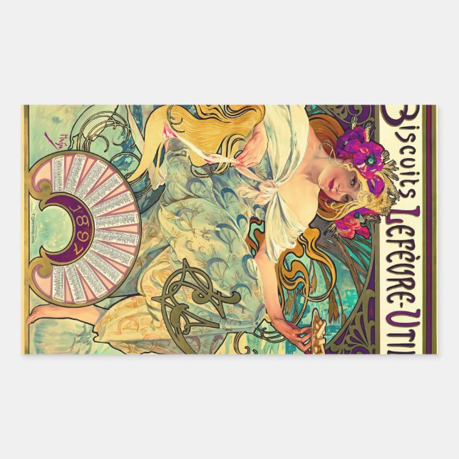 Biscuits Lefevre-Utile by Alphonse Mucha (1896) Sticker (Front)