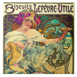 Biscuits Lefevre-Utile by Alphonse Mucha (1896) Tile