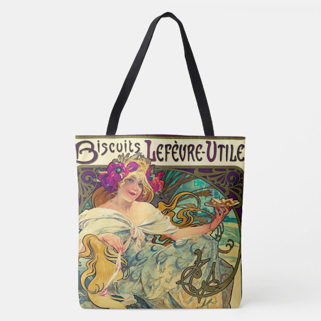 Biscuits Lefevre-Utile by Alphonse Mucha (1896) Tote Bag (Front)