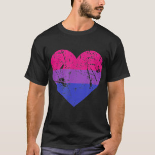 Biseual Pride LGBT Flag Love Heart T-Shirt